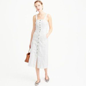 J. CREW Trademark Denim White Button Up Midi Dress, Sz 0